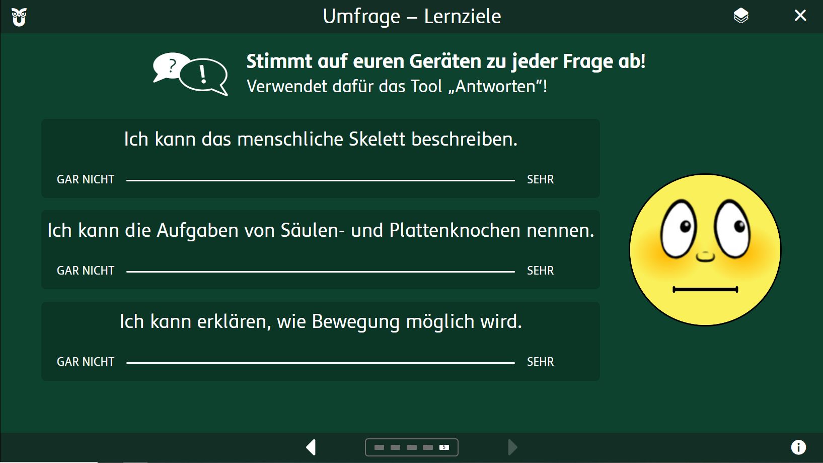 Die Umfrage zu den Lernzielen finden Sie auf der letzten Präsentationsfolie jeder Seite.