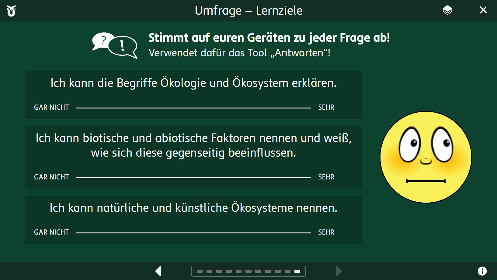 Die Umfrage zu den Lernzielen finden Sie auf der letzten Präsentationsfolie jeder Seite.