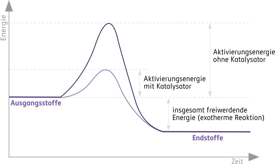 Diagramm Aktivierungsenergie mit und ohne Katalysator