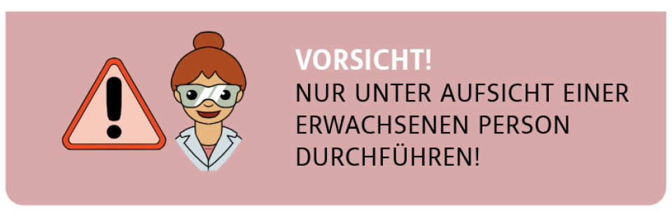 Kennzeichnung: Nur unter Aufsicht einer erwachsenen Person durchführen