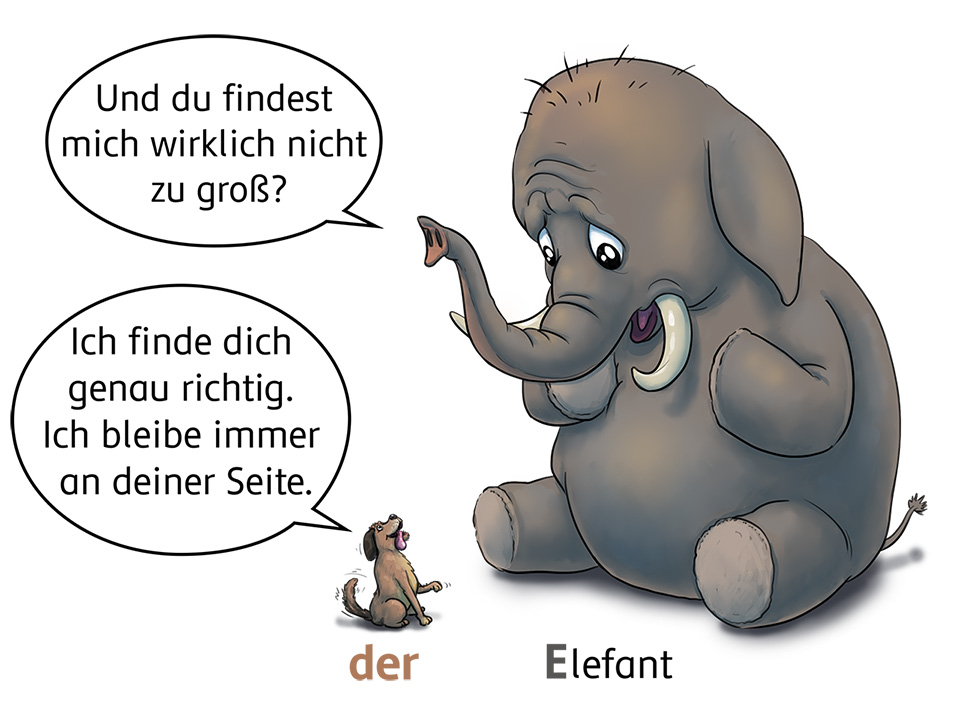 Grafische Darstellung: Hund und Elefant