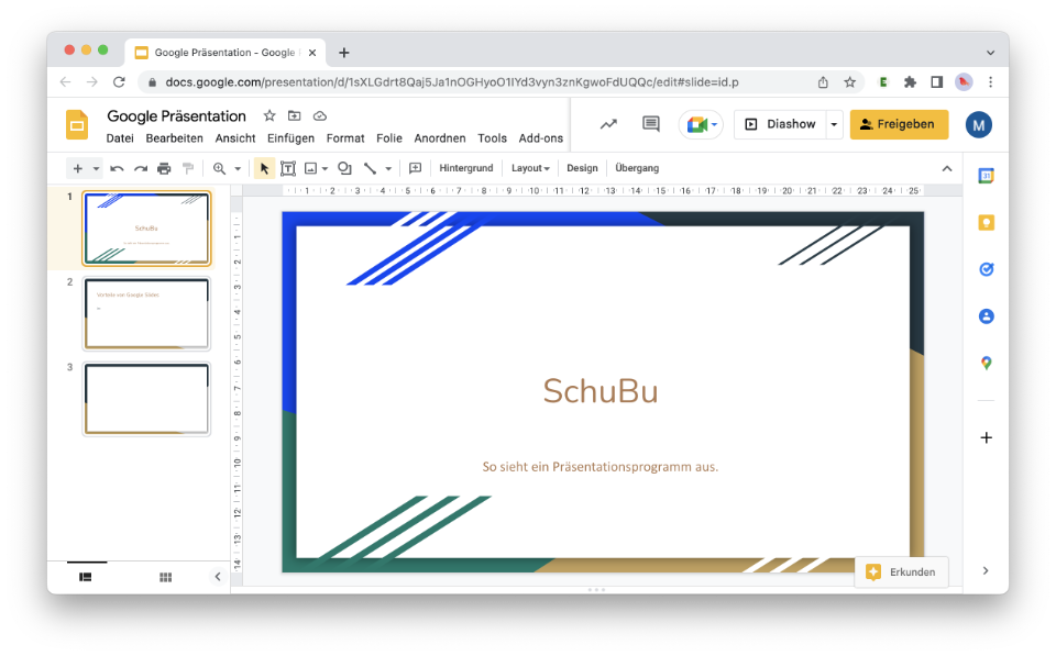 Screenshot von Google Presentation.