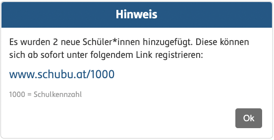 Schüler hinzugefügt